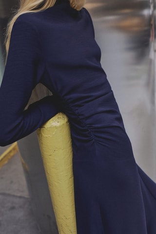 Robe asymétrique froncée - Bleu nuit