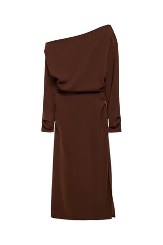 Robe asymétrique fronces sur les côtés - Marron