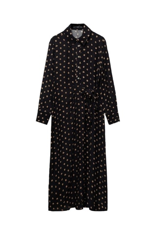 Robe chemise pois détail nœud - Noir