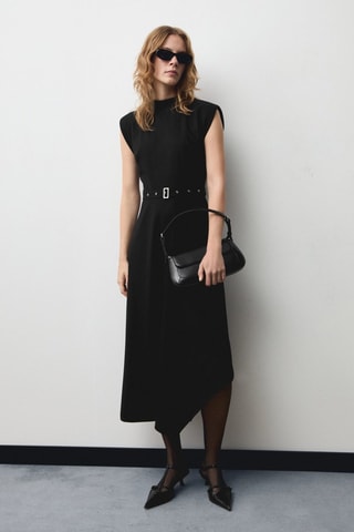 Robe asymétrique ceinture - Noir