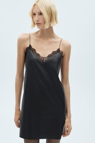 Robe style lingerie similicuir - Noir