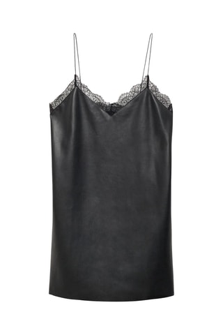 Robe style lingerie similicuir - Noir