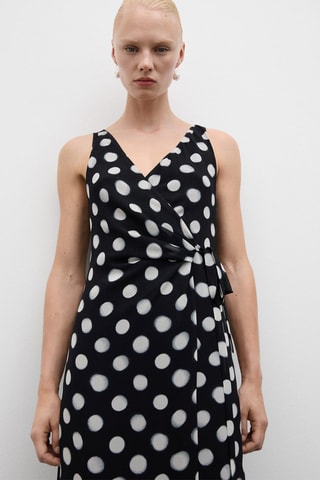 Robe cache-coeur pois - Noir et blanc