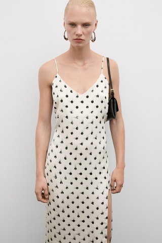 Robe imprimée ouvertures - Écru