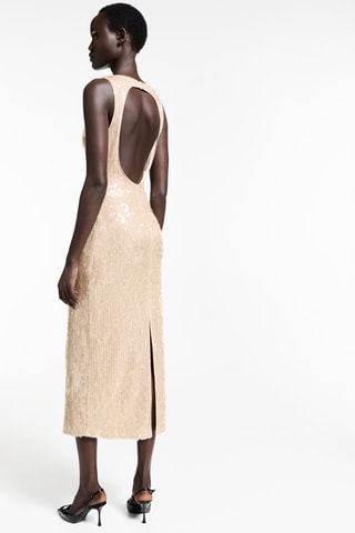 Robe sequins décolletée dans le dos - Doré