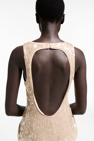 Robe sequins décolletée dans le dos - Doré
