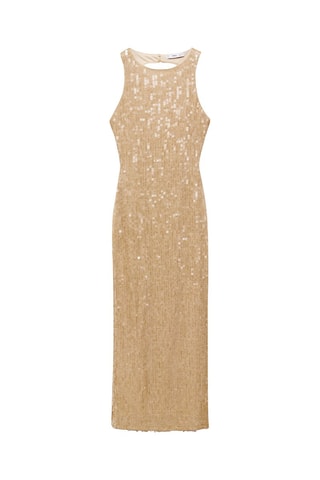 Robe sequins décolletée dans le dos - Doré