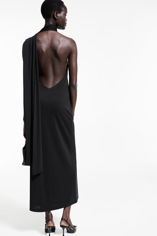 Robe asymétrique col noeud - Noir