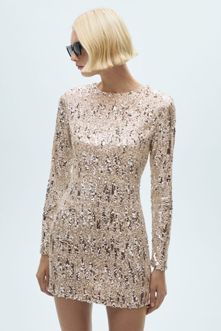 Robe paillettes épaulettes - Argenté