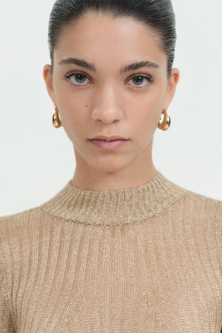 Robe maille côtelée Lurex dos nu - Doré