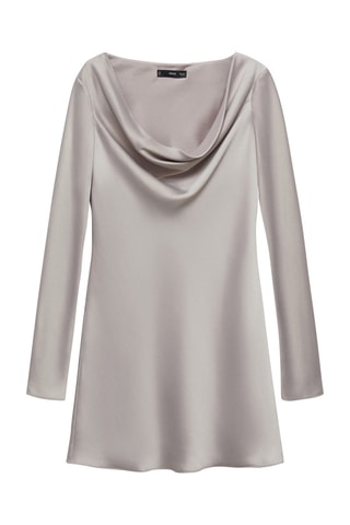 Robe satin col bénitier - Argenté