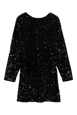 Robe paillettes manches bouffantes - Noir