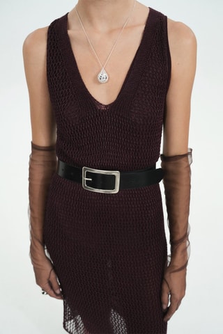 Robe maille ajourée Lurex - Bordeaux