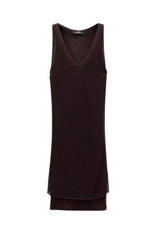 Robe maille ajourée Lurex - Bordeaux