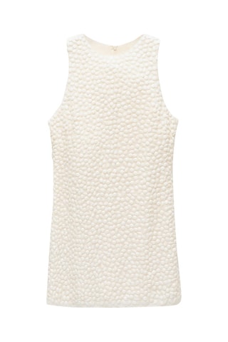 Robe courte perles - Beige