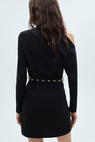Robe asymétrique ceinture - Noir