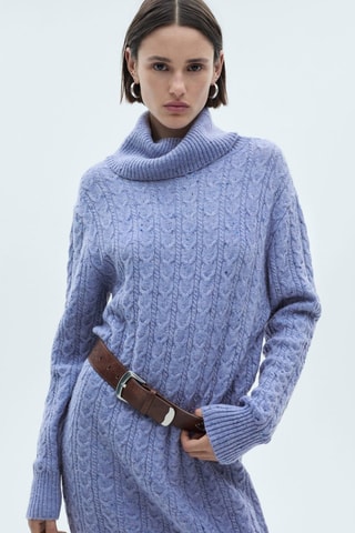 Robe maille col roulé - Bleu clair