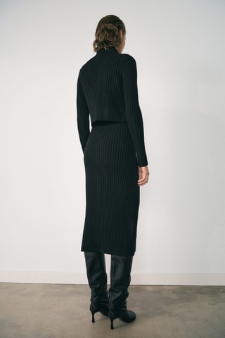 Robe maille combinée fermeture éclair - Noir