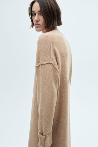 Robe maille bords côtelés - Marron