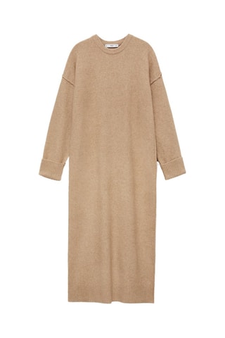 Robe maille bords côtelés - Marron