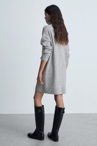 Robe courte maille col roulé - Gris