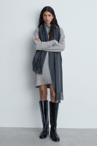 Robe courte maille col roulé - Gris