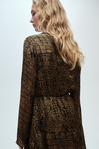 Robe volants en imprimé animal - Marron