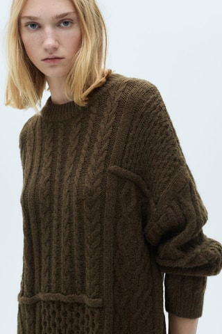 Robe maille torsadée - Kaki