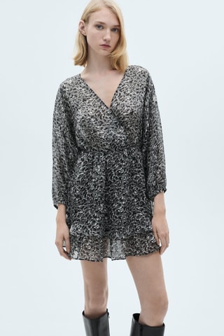 Robe volants en imprimé animal - Noir