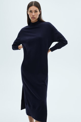 Robe maille col rond - Bleu marine