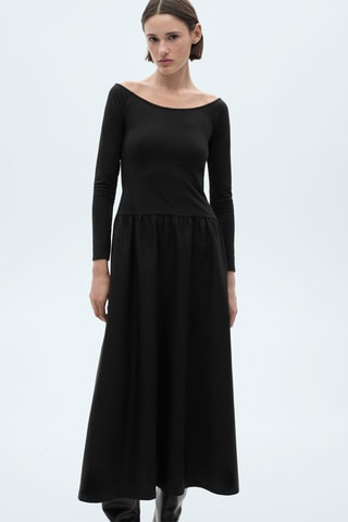 Robe évasée combinée - Noir
