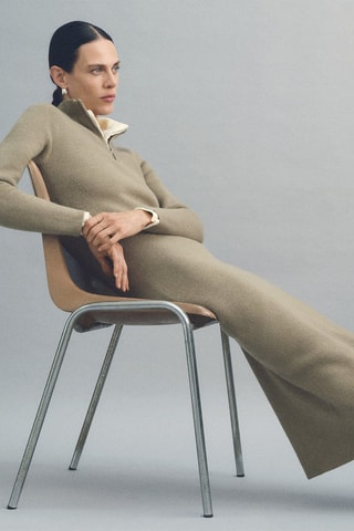 Robe maille zippée - Kaki