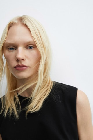 Robe sans manches maille point de Rome - Noir