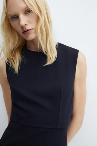 Robe sans manches maille point de Rome - Bleu marine foncé