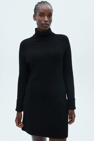 Robe courte maille col roulé - Noir