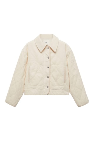 Blouson velours côtelé matelassé - Blanc cassé