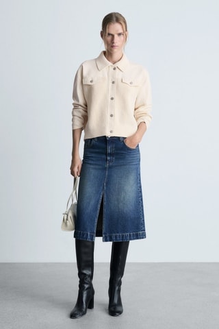 Blouson combiné tricot - Ecru