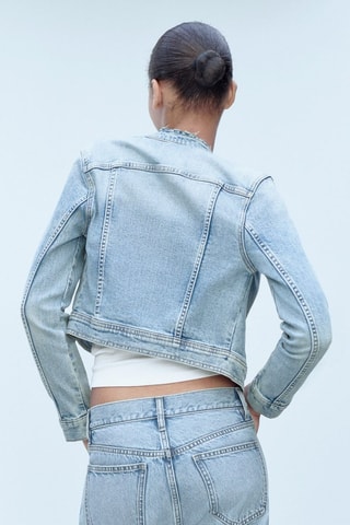 Blouson en jean fermeture Éclair - Bleu