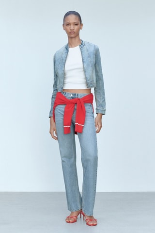 Blouson en jean fermeture Éclair - Bleu