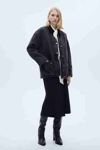 Blouson poches col velours côtelé - Noir