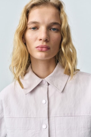 Blouson en jean froncé - Lilas