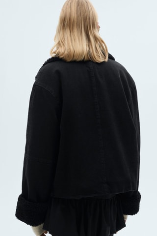 Blouson double face imitation mouton retourné - Noir