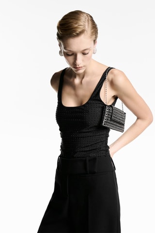 Body froncé détail strass - Noir