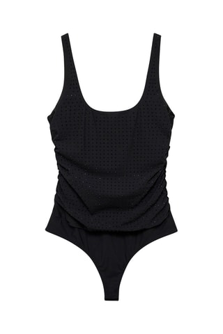 Body froncé détail strass - Noir