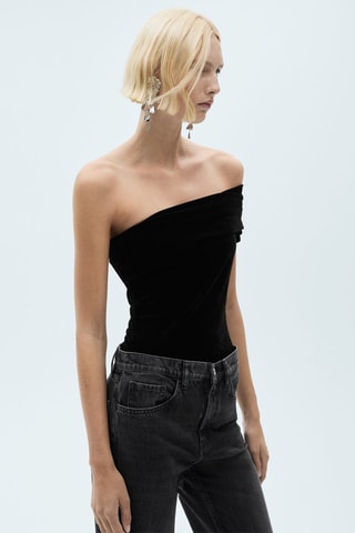 Body asymétrique velours - Noir