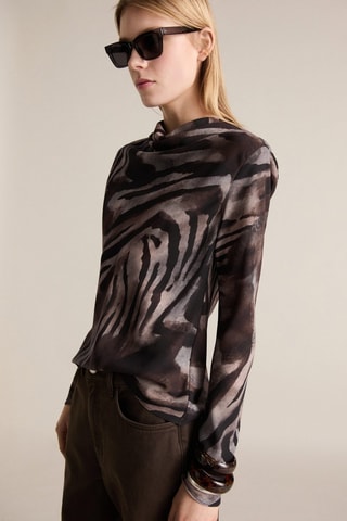 Chemisier satiné zèbre - Marron