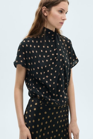 Chemisier à pois col bénitier - Noir