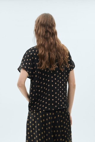 Chemisier à pois col bénitier - Noir