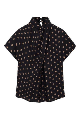 Chemisier à pois col bénitier - Noir