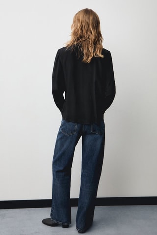 Chemise satinée nœud - Noir